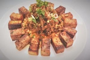 Sesame Tofu with Eggplant Noodles